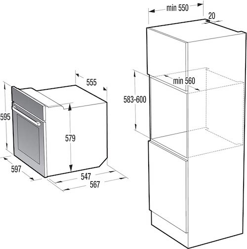 horno empotrable dimensiones